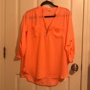 Coral polkadot blouse